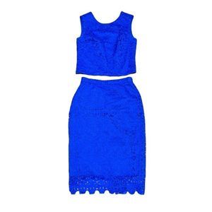 J Crew Collection Skirt Guipure Lace crop top pencil skirt set